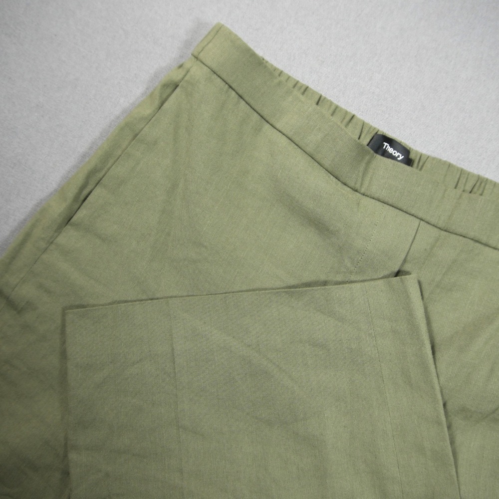 Theory Wide Pull On Caliver 2 Linen Blend Women Pants M Office Boho Baggy 30x25